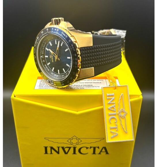 Invicta Aviator 49650 Mens Gold Tone Stainless Steel Blue Dial Watch NIBWT - Picture 4 of 17